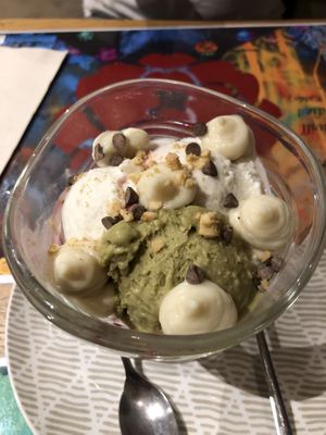 Pistachio, amarena cheesecake and yogurt icecream 🤤  at Essenza in Grosseto