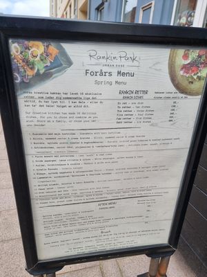 Menu at Rankin Park in Esbjerg