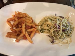 main with 2 kinds of pasta dishes  at Sopra in Tokyo