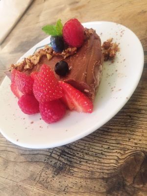 Delicious raw vegan chocolate cheese cake! at The Seaplane Works in Rochester