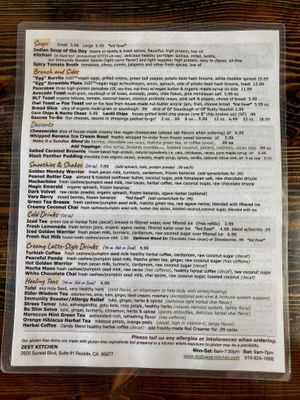 Late June 2023 Menu  at Zest Kitchen in Rocklin