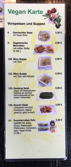 Vegane Speisekarte  at Wok and Roll in Bochum