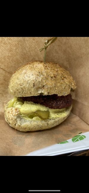 Happy Cow burger  at Sara Green - Vegan Bistro in Bucharest