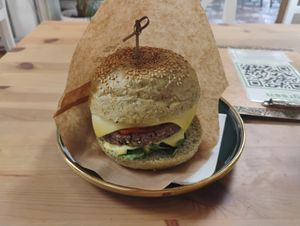 Mr. "Cheese"burger at Sara Green - Vegan Bistro in Bucharest