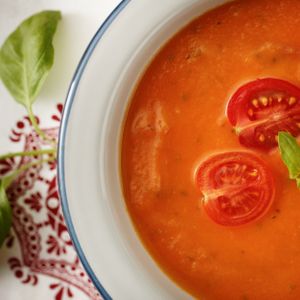 Creamy Tomatoes Soup - tomatoes, celery, carrot, onion, oregano and love :) at Sara Green - Vegan Bistro in Bucharest