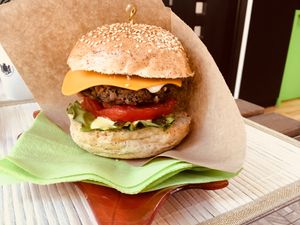 Vegan Cheeseburger! at Sara Green - Vegan Bistro in Bucharest
