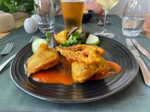 Mushroom tempura at Lusitania in Alvor