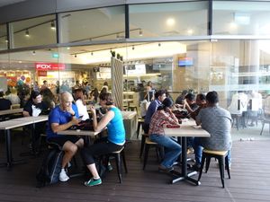 sitting area on the outside at Greendot - Vivocity in Central Singapore