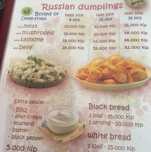 menu at Privet Russian Food in Vientiane