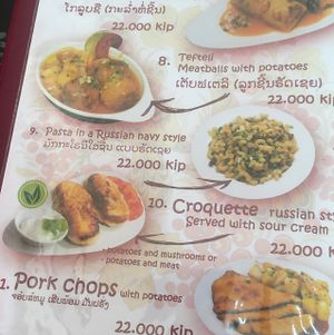 menu at Privet Russian Food in Vientiane