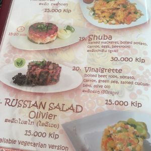 menu at Privet Russian Food in Vientiane