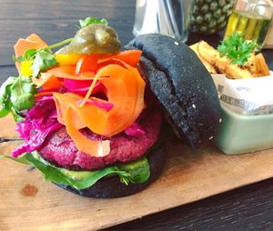 Beet the Bean Burger  at Cafe Organic in Canggu