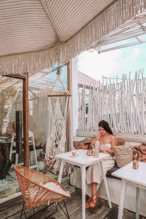Afternoon chilling in Canggu, Sipping on a cappuccino munching on a smoothie bowl at Cafe Organic in Canggu