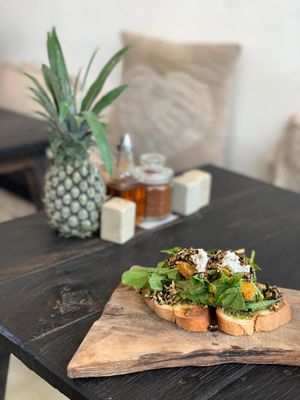 pumpking & pesto on gf toast (upon request) at Cafe Organic in Canggu