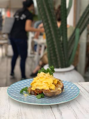 classic (veggie) eggs on toast at Cafe Organic in Canggu