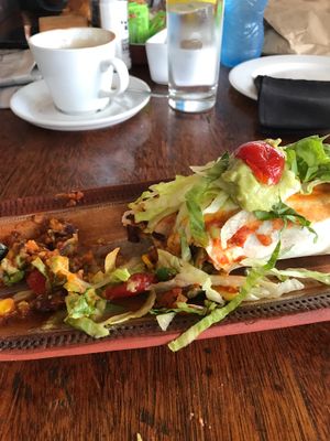 Half eaten vegan enchilada at In Food Bakery & Deli Restaurant in Jeffreys Bay