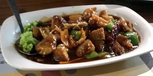 Some stir fry lion’s mane mushroom dish. Didn’t catch the exact name as my colleague was the one who ordered it to share, but it is super nice! Must try!  at Time's Vege 时'素 in West Singapore