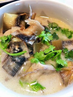 Tom Kah (Thai sour coconut soup) at House of Joy in Bangkok