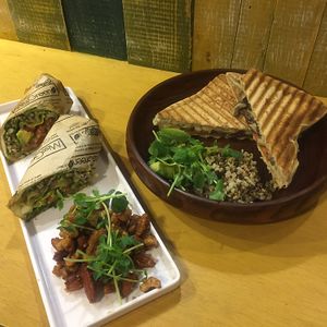 mushroom panini and avocado wrap  at Miss Green - Eslite in Taipei