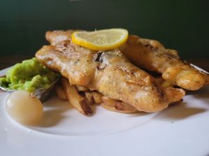 Fish and chips at Harmonium in Edinburgh