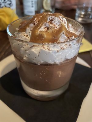 The salted caramel and chocolate mousse  at Harmonium in Edinburgh
