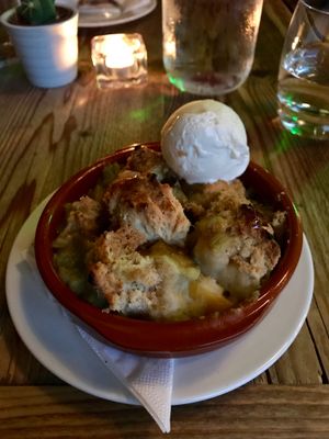 Rhubarb and peach cobbler. at Harmonium in Edinburgh