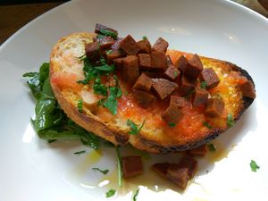 Pan Catalan, with chorizo, garlic, and olive oil at Harmonium in Edinburgh