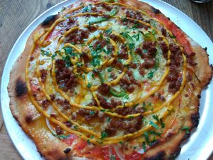 Philly cheese steak pizza at Harmonium in Edinburgh