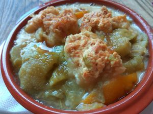 Rhubarb and peach cobbler at Harmonium in Edinburgh