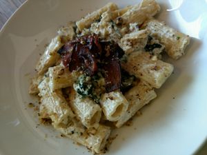 rigatoni with shroom and truffle oil at Harmonium in Edinburgh