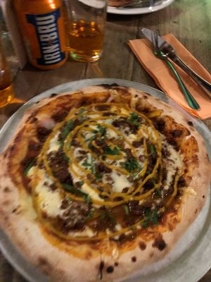 Philly cheese steak pizza  at Harmonium in Edinburgh