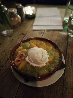 Fruit cobbler with a single cobble! at Harmonium in Edinburgh