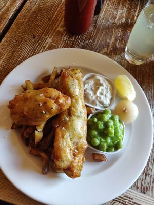 Fish and chips at Harmonium in Edinburgh
