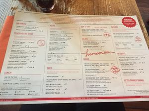 The menu at Harmonium in Edinburgh