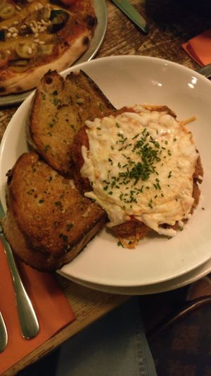 Vegan chicken parmigiana at Harmonium in Edinburgh