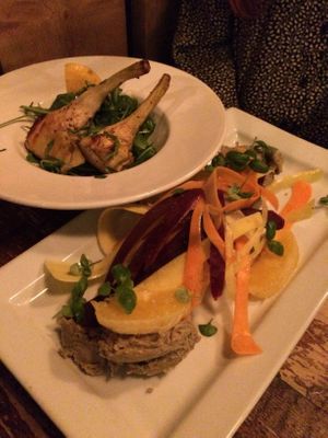Lentil pate and grilled artichokes  at Harmonium in Edinburgh