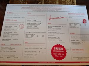 menu at Harmonium in Edinburgh