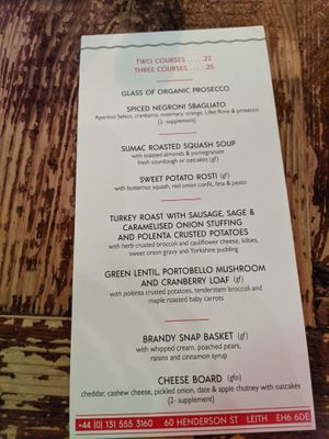 Xmastime set menu at Harmonium in Edinburgh