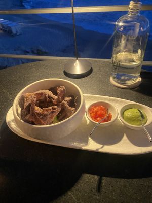 Free chips and salsa appetizerr  at Manta at The Cape Hotel in Cabo San Lucas