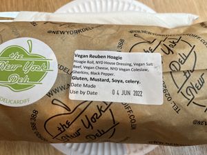 Clearly labelled Rueben hoagie  at New York Deli in Cardiff