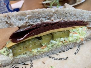Vegan pastrami  at New York Deli in Cardiff