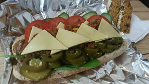 Vegan Grinder and Carrot Cake at New York Deli in Cardiff