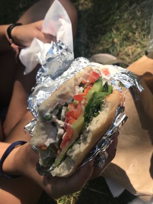 Vegan bagel  at New York Deli in Cardiff