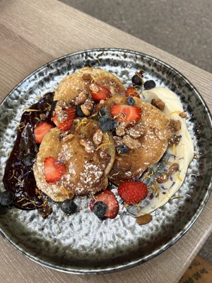Vegan dessert pancakes  at Happy Bean in Prague