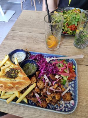 Gyros with Fries and salad at Happy Bean in Prague