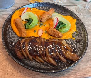 Vegan duck   at Happy Bean in Prague