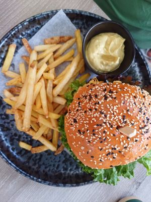 Beyond "beef" cheeseburger at Happy Bean in Prague