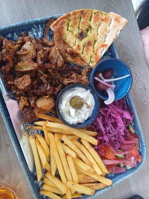 Veggie gyros plate at Happy Bean in Prague
