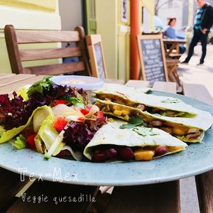 Quesadilla with quacamole & nachos chips at Happy Bean in Prague