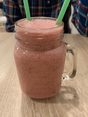 Rasberry coconut smoothie so good at Happy Bean in Prague